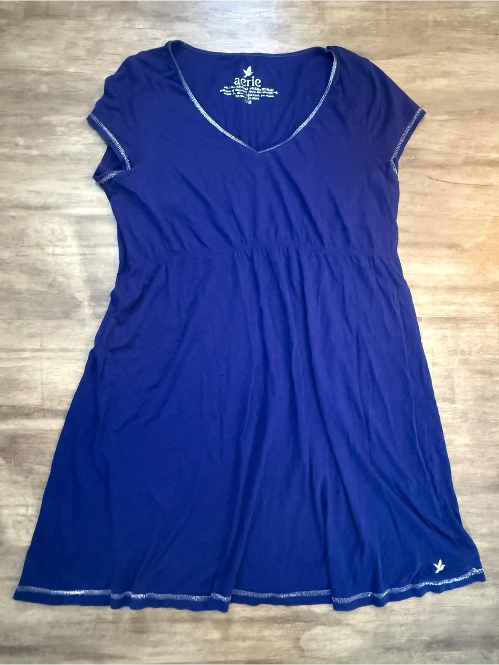aerie Blue V-Neck Short Sleeve Tunic Dress